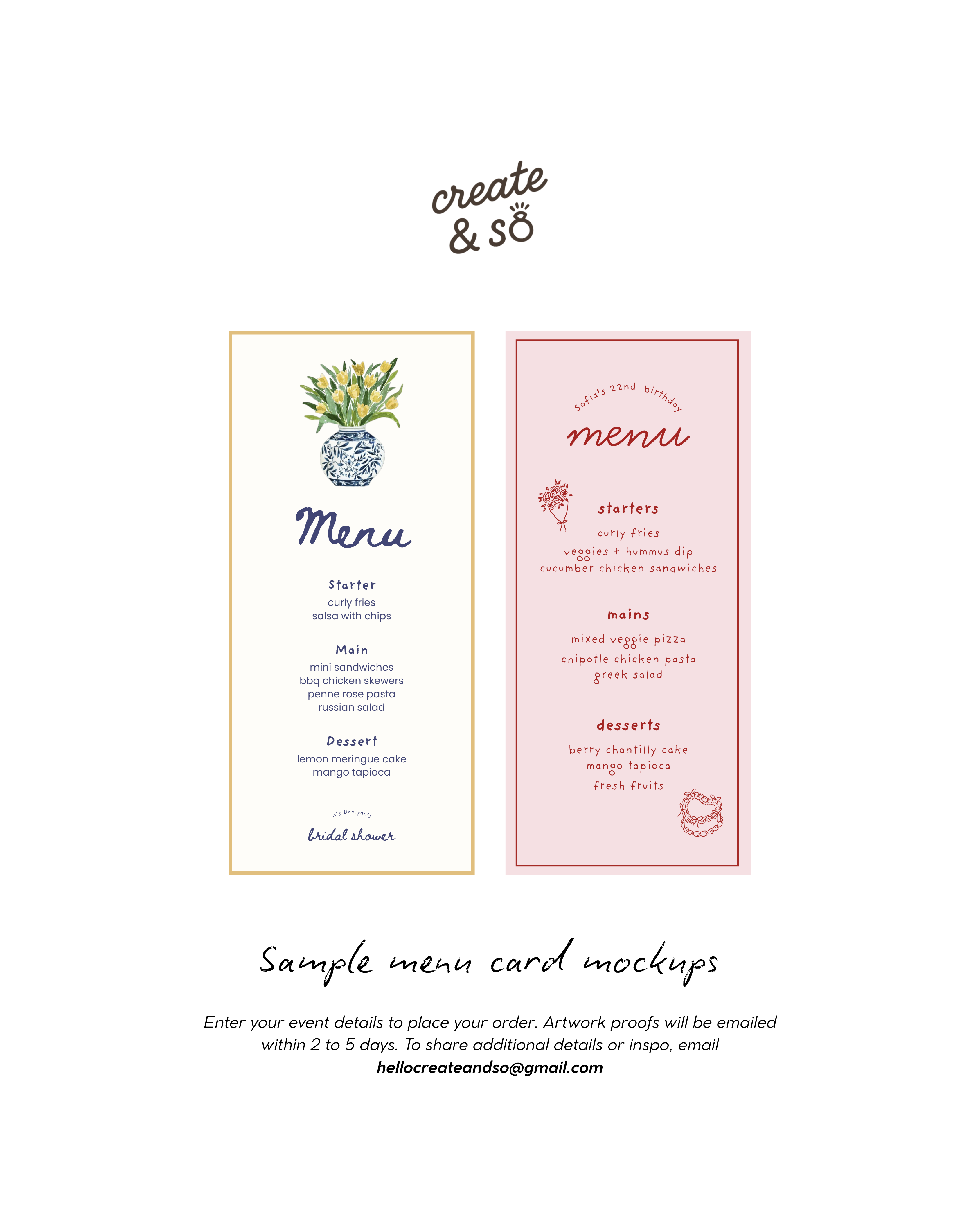 Menu Cards